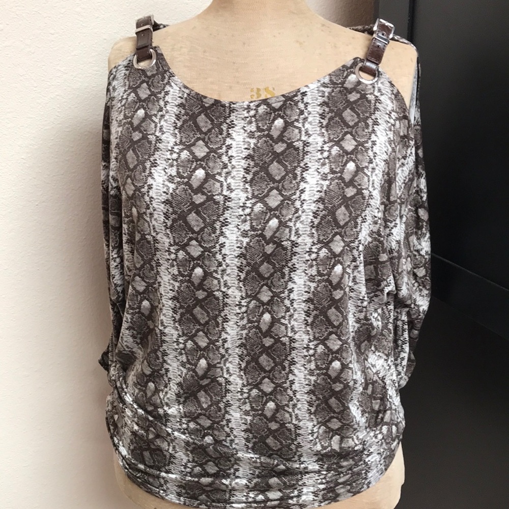 Michael Kors Python Print Cold Shoulder Top-Unique - image 1